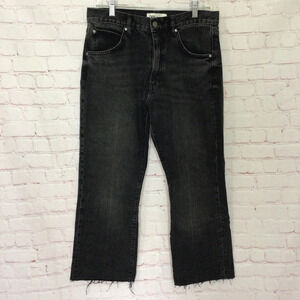 ZARA High Waist Raw Hem Black Denim Jeans - Size 8
